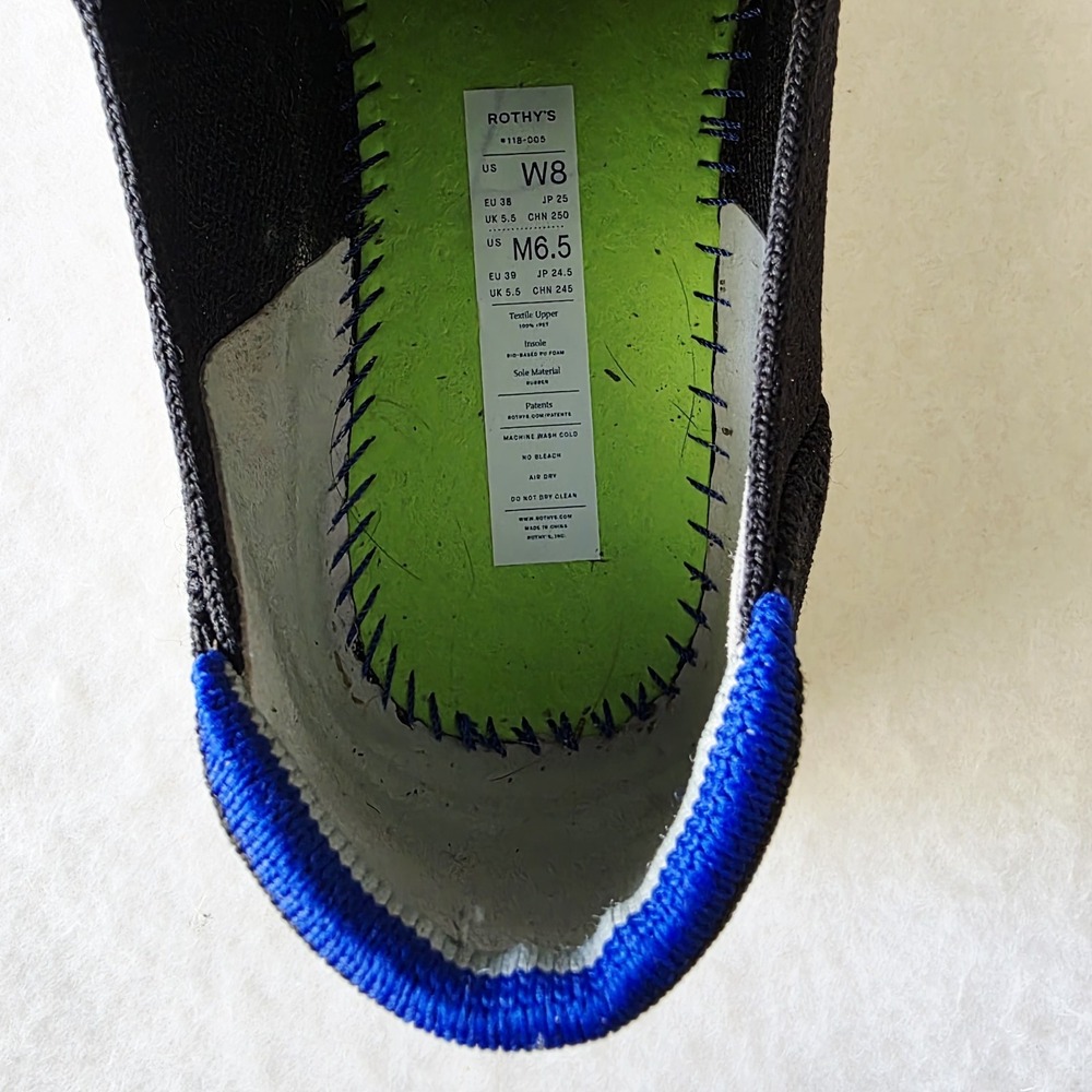 Rothy's Women's Black Slip-On Sneakers | Lightweight Casual Size 8 - Picture 9 of 9